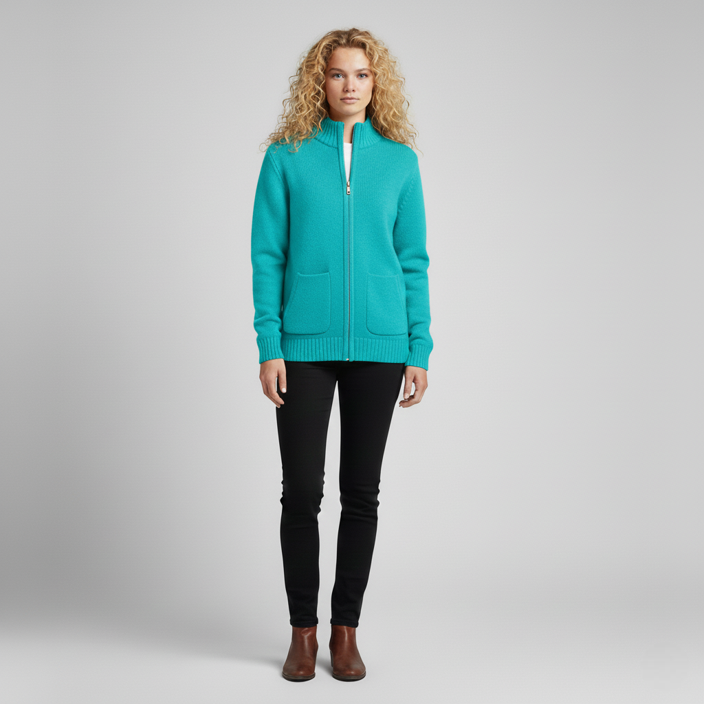Julia | Merino Wool Cardigan With Pockets And Zipper