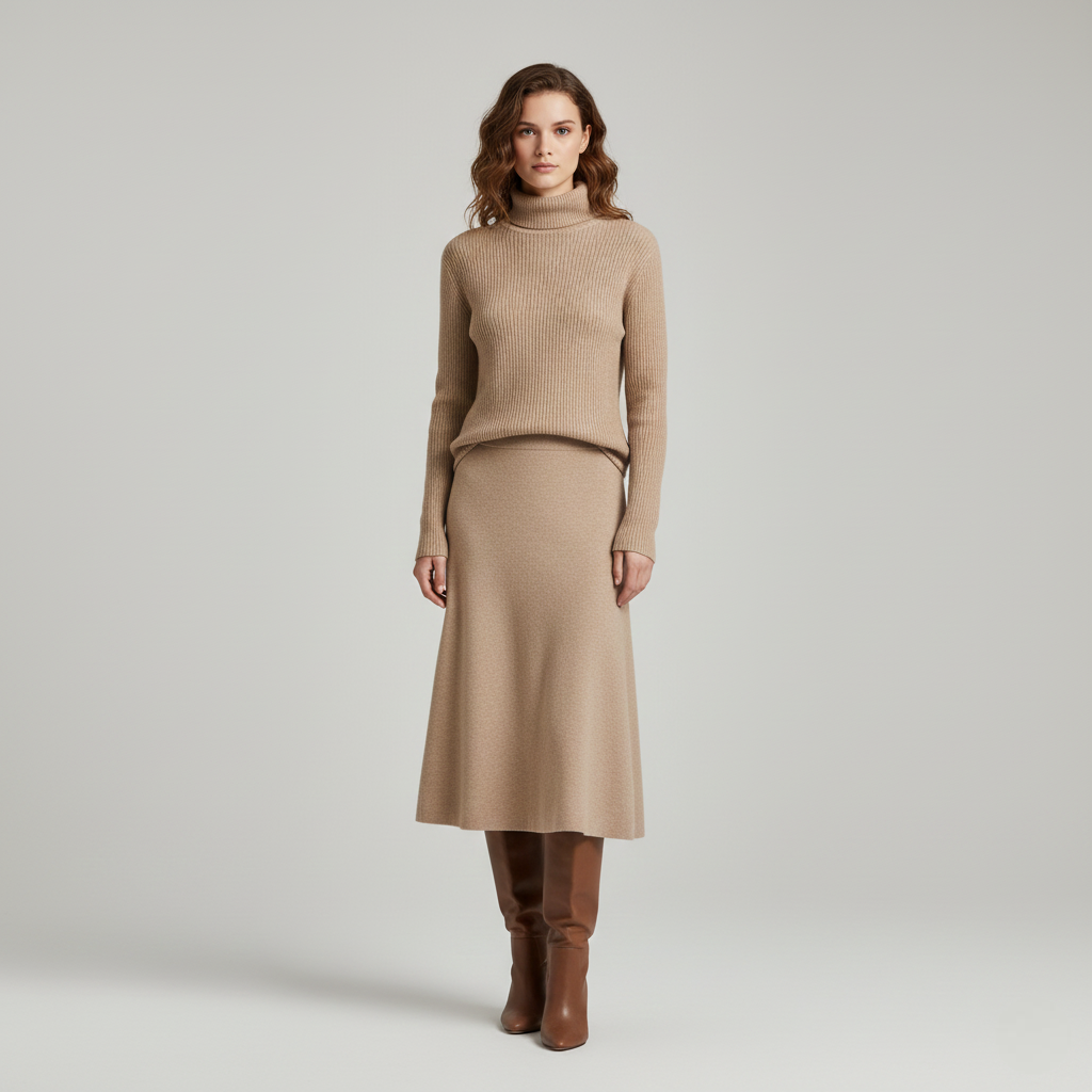 Hanna | Stylish Women's Knitwear Set With Skirt And Turtleneck