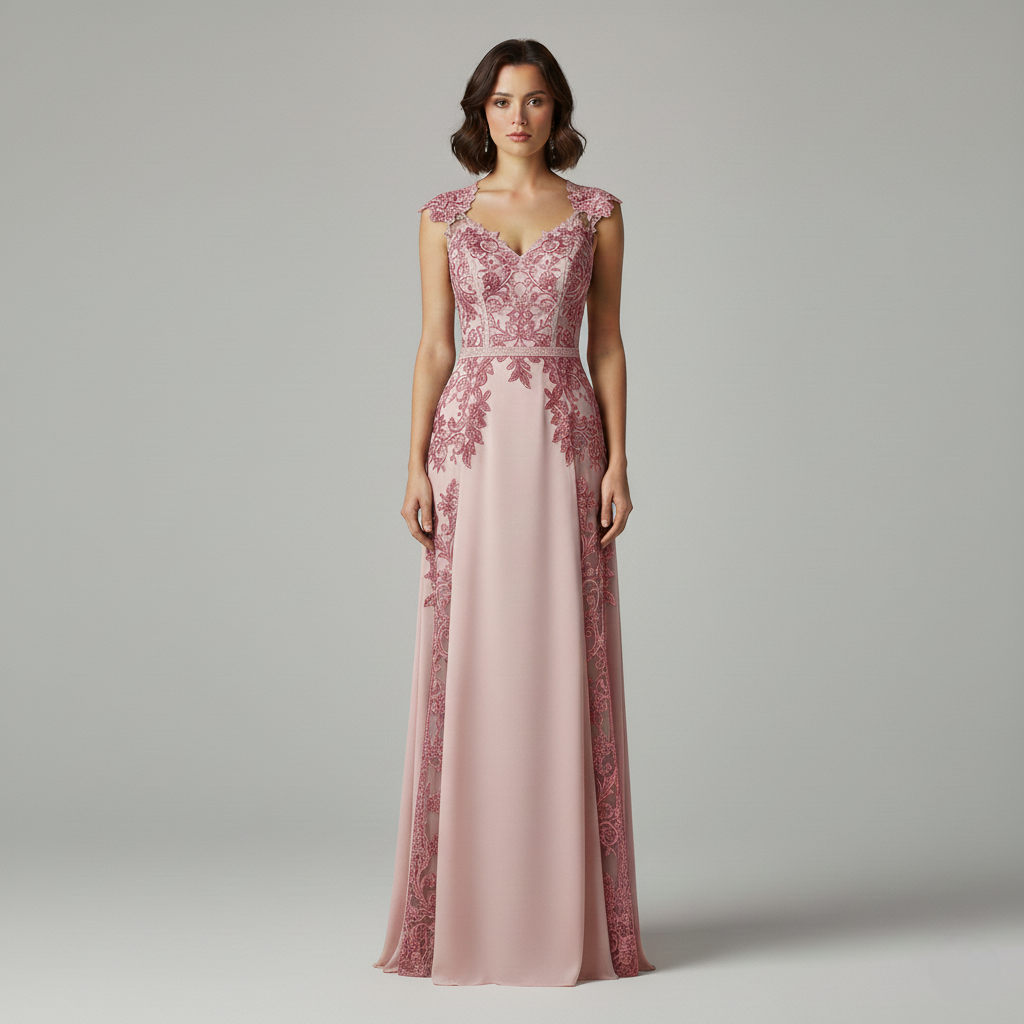 Kloey | Elegant Evening Dress with Lace Accents