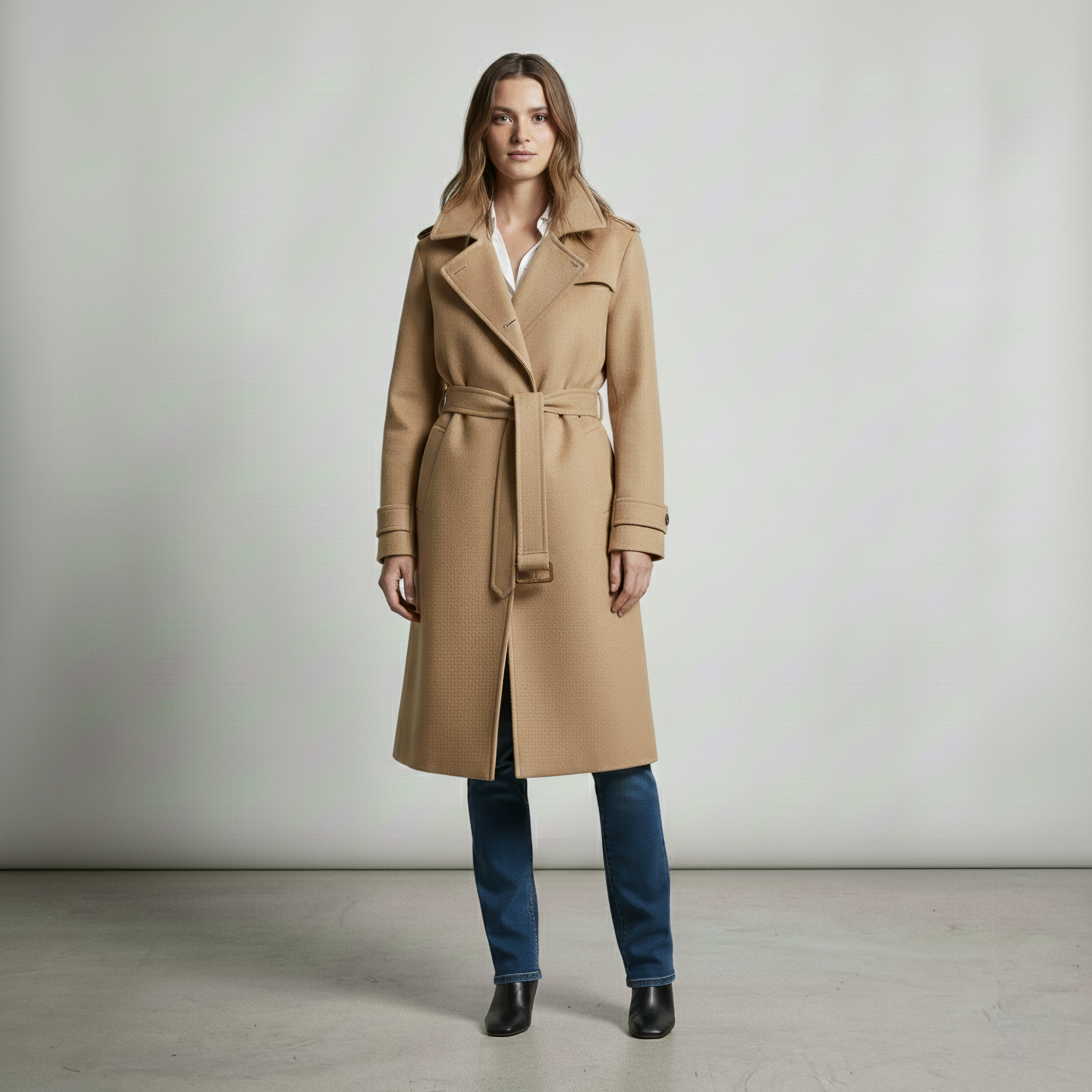 Elena | Elegant Winter Trench Coat With a High Collar