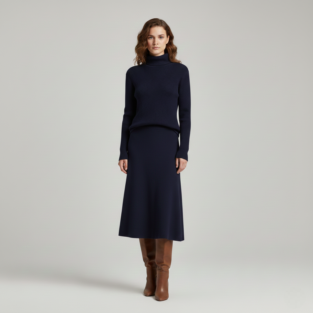 Hanna | Stylish Women's Knitwear Set With Skirt And Turtleneck