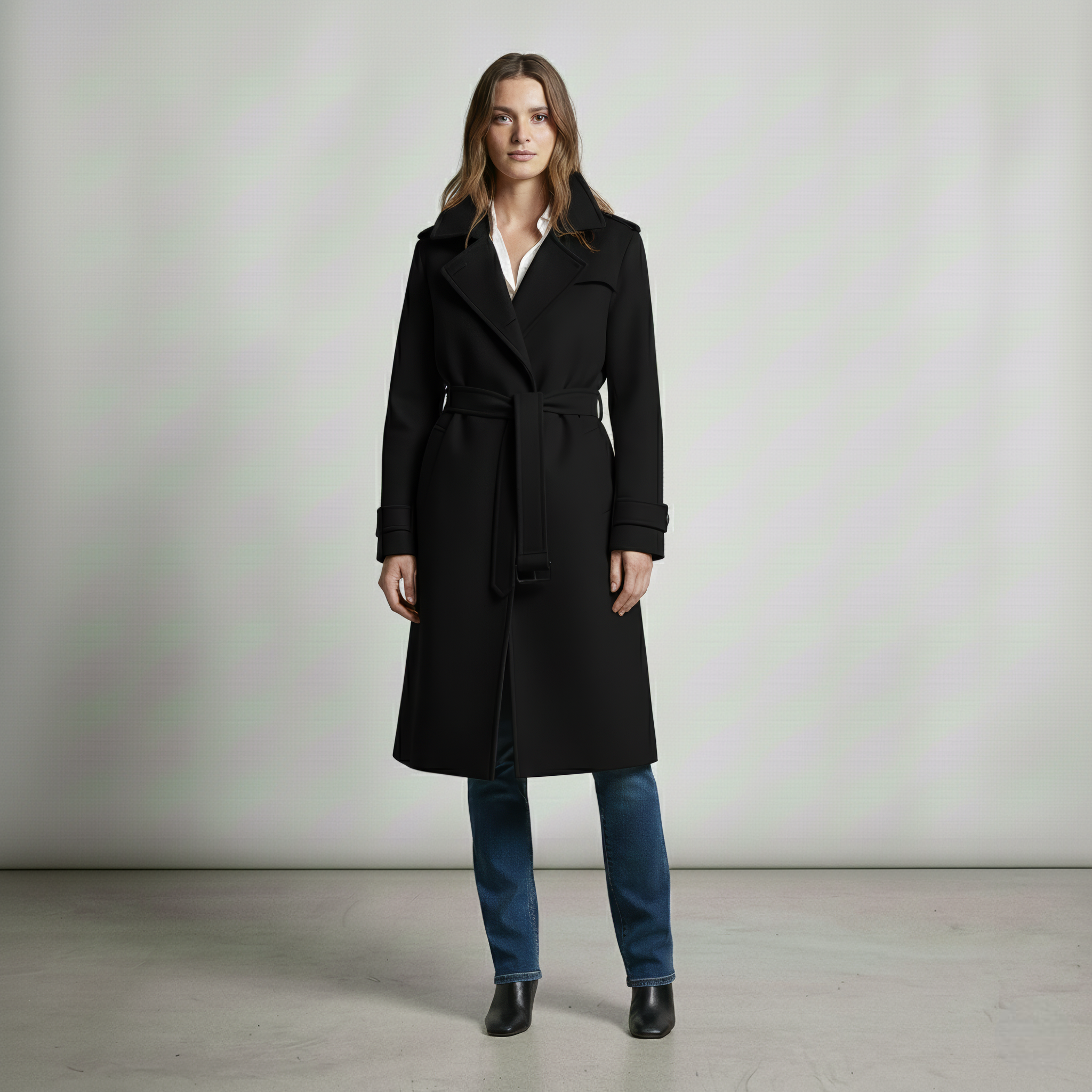 Elena | Elegant Winter Trench Coat With a High Collar