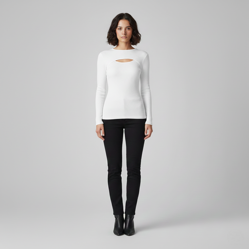 Arden | Women's Cutout Top - Fitted with Long Sleeves