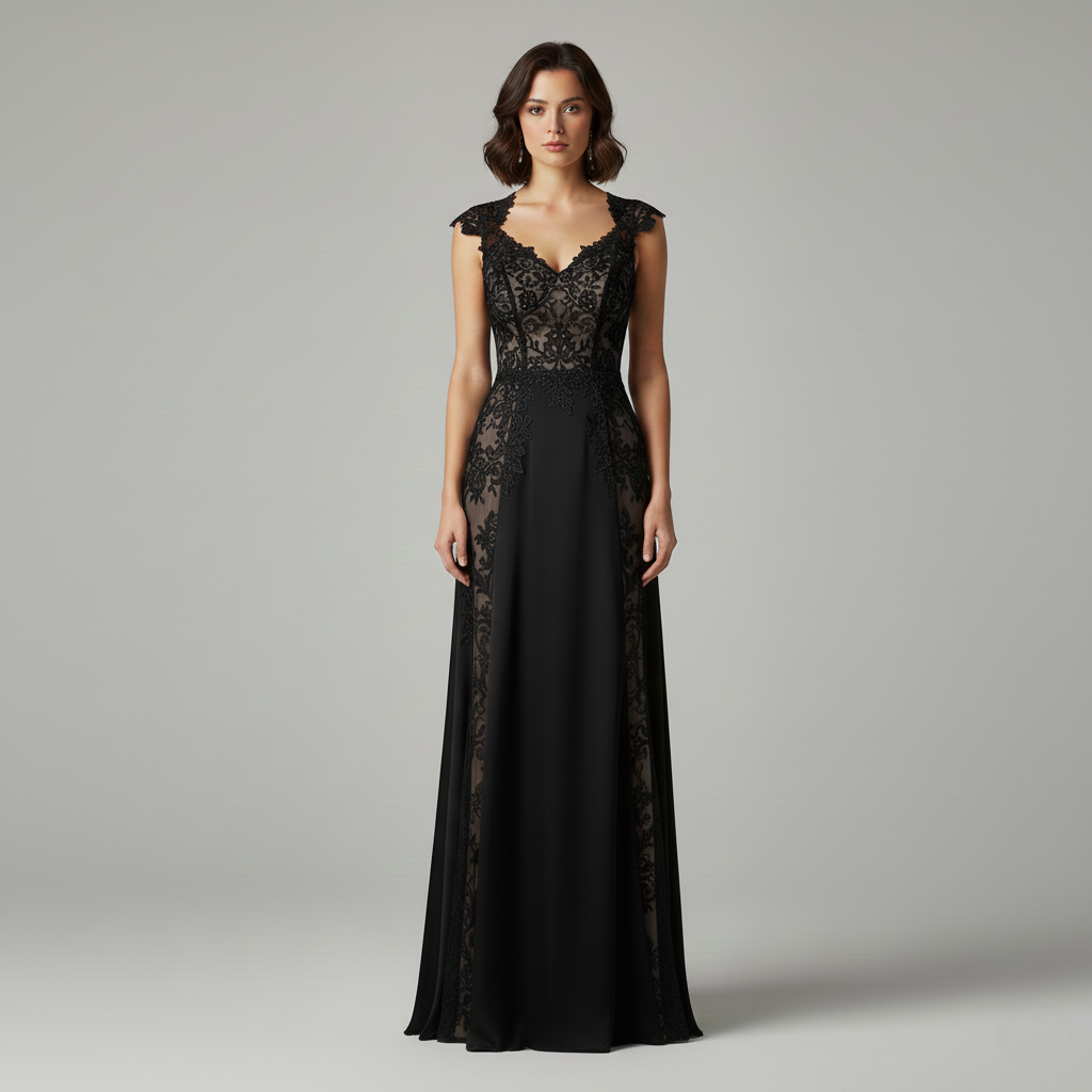 Kloey | Elegant Evening Dress with Lace Accents