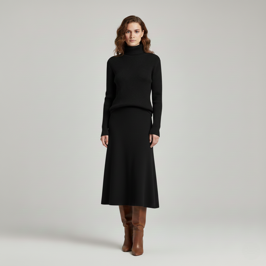 Hanna | Stylish Women's Knitwear Set With Skirt And Turtleneck