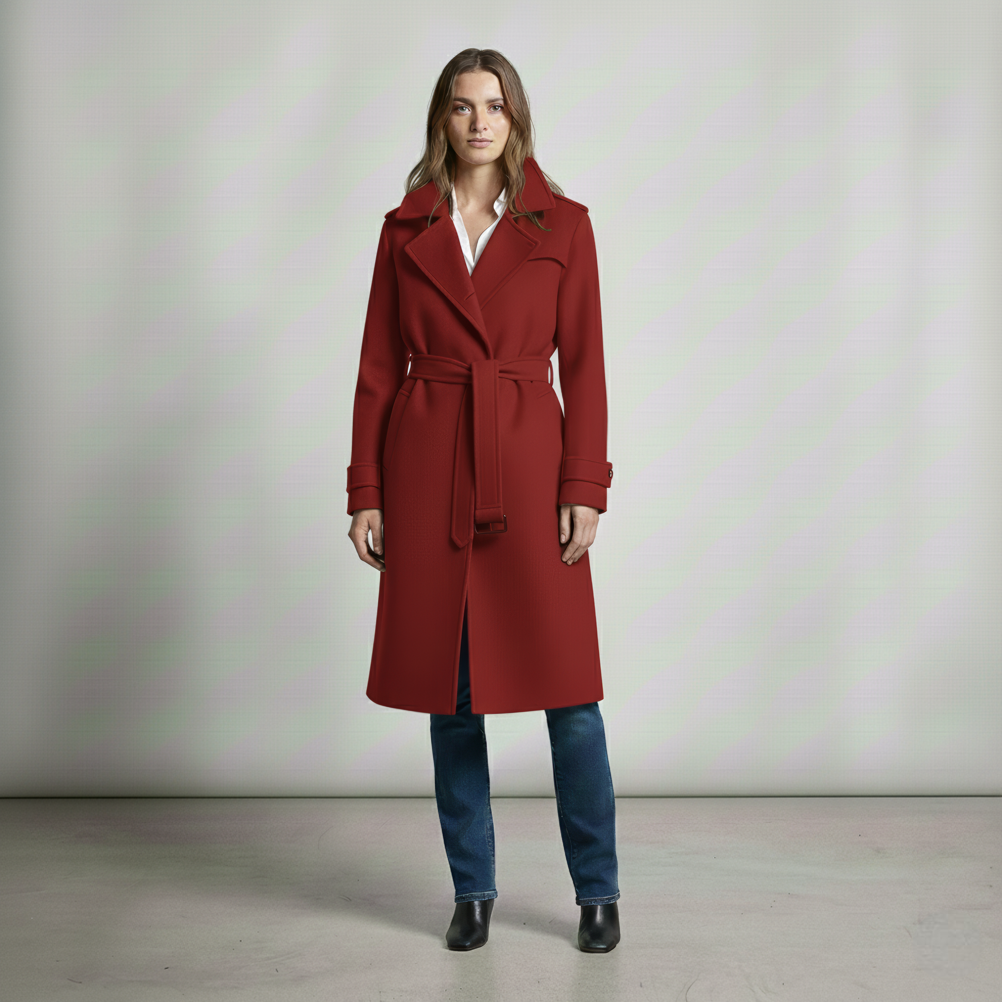 Elena | Elegant Winter Trench Coat With a High Collar