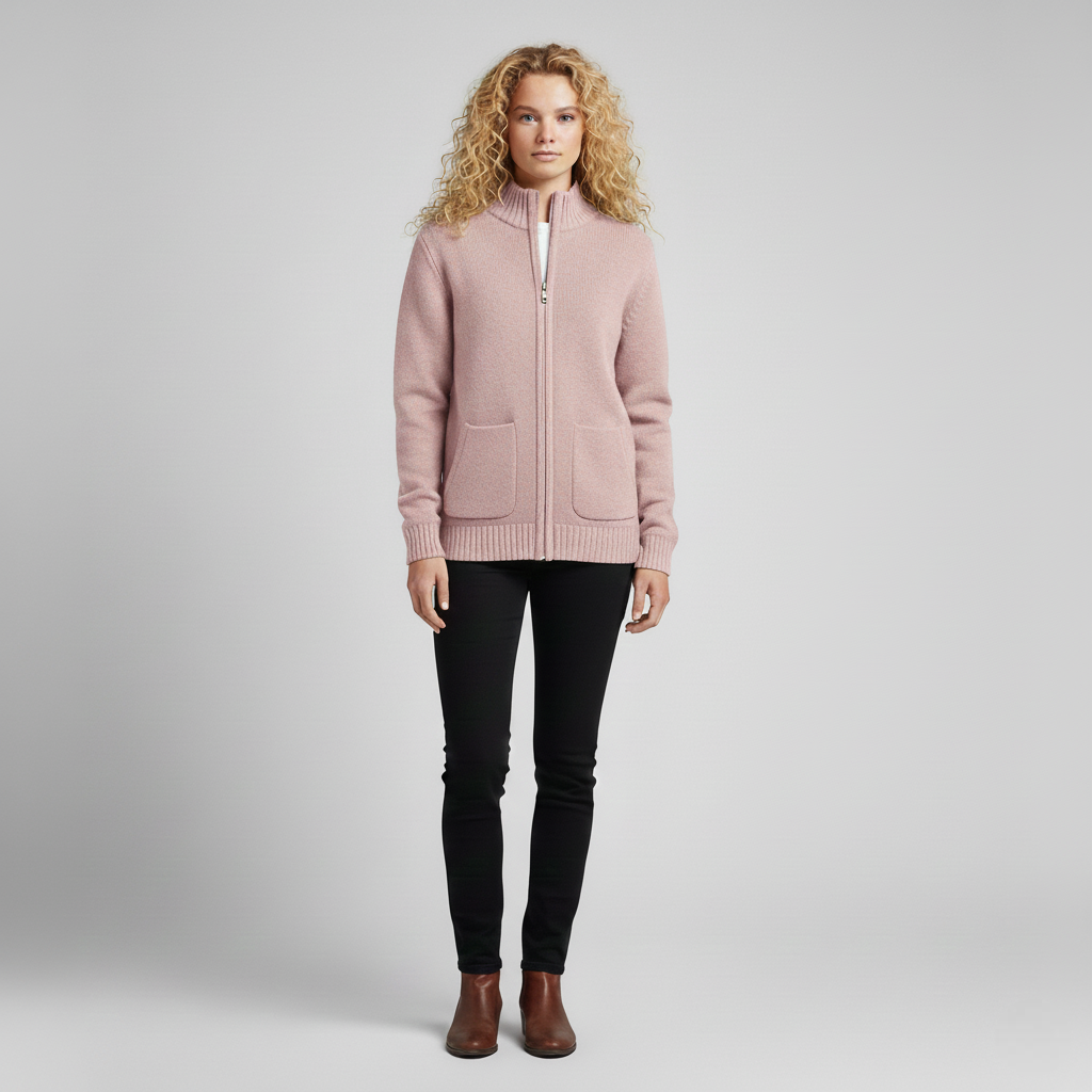 Julia | Merino Wool Cardigan With Pockets And Zipper