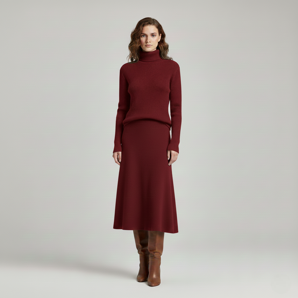 Hanna | Stylish Women's Knitwear Set With Skirt And Turtleneck
